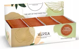 VEERTEA PREMIUM juodoji arbata „Žiemos obuolių pyragas“ su obuoliais ir cinamonu, 100 arbatos pakelių