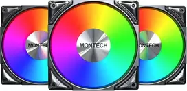 Montech Fan Metal Pro 12 ARGB PWM juodo 120 mm ventiliatorių komplektas (3 vnt.)