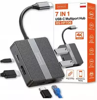 USB šakotuvas Zenwire šakotuvas USB-C 7w1 adapteris USB 3.0 HDMI 4K 60Hz ekrano prievadas gigabito RJ-45 1000M BS-HP706
