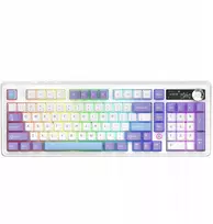 Ajazz AK980 dovanų jungiklio mechaninė žaidimų klaviatūra-V2-balta-modelis-su ekranu RGB