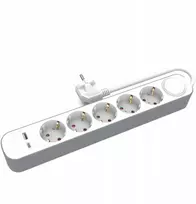 Plastrol Nuolatinis prailgintuvas, 5x schuko jungiklis ir 1xUSB A, 1xUSB C, 1,5 m, PS-570SWS+USBA+USBC/1.5 E, W-30009