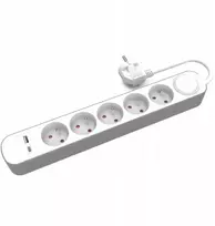 Plastrol 5 fiksuoti ilgintuvai su jungikliu ir USB A USB C lizdais 1,5 m PS-570WS+USBA+USBC/1.5 E W-30003