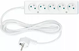 Velstro Prailgintuvas 5 lizdų su/be 10A 5m /OMY 3x1/ baltas PS-570 T-105820