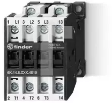 Finder Maitinimo kontaktorius 3 NO 1 NO, 10A-400V AC3, 24V AC 6K.14.8.024.4810