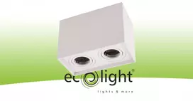 Ecolight GU10 paviršinio montavimo kvadratinis dvigubas halogeninis šviestuvas, baltas OHN-22B