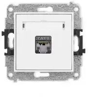 Karlik Elektrotechnik 25MGK-1e MINI Vieno kompiuterio lizdo mechanizmas 1xRJ45, kat. 5e, ekranuotas, 8 kontaktų matinis baltas 25MGK-1e