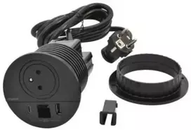 Legrand Baldinis lizdas DISQ 80 2p+su USB A+C kabelio lizdas 2,0 m juodas 654707