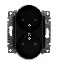 Kos Elektro System 520947 VENA2 Dvigubas lizdas su įžeminimu ir srovės nukreipimo sklende be rėmelio 2 x 2P+Z 16A 250V matinės juodos spalvos 520947