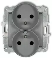 Karlik Elektrotechnik 27IGPR-2zp ICON Dvigubo lizdo mechanizmas rėmui su įžeminimu 2x(2P+Z) (srovės kelio sklendės) matinė pilka 27IGPR-2zp