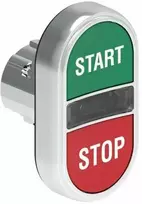 Lovato Electric Metalinis mygtukas fi22mm 2 raktai automatinis grąžinimas 2 uždengti, šviečiantys žaliai-raudoni START-STOP LPSBL7133