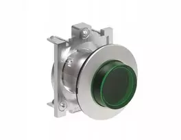 Lovato Electric Metalinis plokščias mygtukas, apšviestas, savaime grįžtantis, išsikišęs, žalias, 30 mm skersmens, LPFBL203