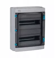 Kanlux Modulinė paskirstymo dėžutė plastikinė 2x13 viršuje montuojama IP65 IK10 N+PE II klasė durelės pilkos permatomos KDB-IP65-S26T pilka 38454