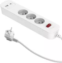 Duwi PD20 greito įkrovimo prailgintuvas, 3 lizdų su jungikliu + 2x USB (A+C) 1,4 m SQUALL, baltas / 34096