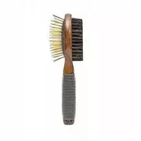 Barry King Išskirtinis dvipusis šepetys gyvūnams, metaliniai kaiščiai / dirbtiniai šereliai, buko mediena, TPR medžiaga, matmenys 5,6 x 20,4 cm