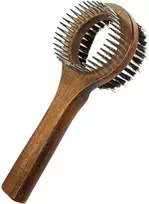 Barry King Išskirtinės dvipusės žiedinės šukos su šepečiu, gyvūnams, buko mediena, plienas, sintetiniai šereliai, matmenys 8,1 x 20,6 cm