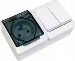 Elektro-Plast HERMES viengubas lizdas su/be 2P+Z + sietyno jungiklis, baltas 0327-13