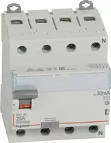 Legrand 411702 Liekamosios srovės grandinės pertraukiklis 4P 25A 0,03A tipas AC P304 DX3 411702