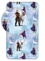 Disney Ledo šalis mėlyna žiemos paklodė su guma 90x200 cm