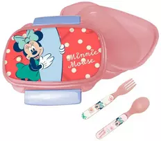 Disney Minnie vasarinė sumuštinių dėžutė + stalo įrankių rinkinys