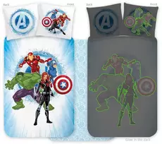 Šviečiantis tamsoje vaikų darželio patalynės komplektas „Avengers“ 100x135cm, 40x60cm