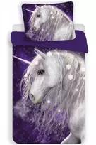 Vienaragio violetinė vaikiška paklodė 100√ó135 cm, 40√ó60 cm