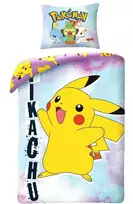 Patalynė bawełniana 140x200 Pokemon mėlyna geltona poszewka 70x90 Kids 12 Halantex