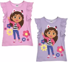 Gabby's Dollhouse Flowers vaikiška palaidinė trumpomis rankovėmis, 3-8 metų