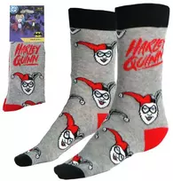 Harley Quinn pilkos suaugusiųjų ilgos kojinės 36/43