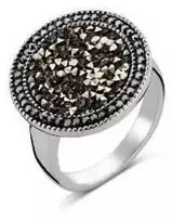 Viktorijos sidabro spalvos žiedas su juodu akmeniu