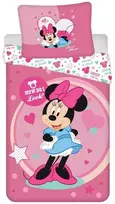 Patalynė dziecięca 140x200 Myszka Mini Minnie Mouse 9503 rožinė amarantowa w groszki poszewka 70x90