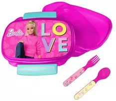 Barbie Love sumuštinių dėžutė + stalo įrankių rinkinys