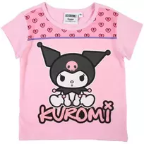 Hello Kitty Kuromi šviesiai rožiniai vaikiški trumpi marškinėliai, 6 metų