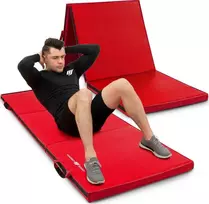 Sulankstomas kietas gimnastikos kilimėlis su „Velcro“ užsegimais, 180 x 60 x 5 cm, raudonas – „Marbo Sport“
