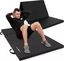 Sulankstomas kietas gimnastikos kilimėlis su „Velcro“ užsegimais, 180 x 90 x 5 cm, juodas – „Marbo Sport“