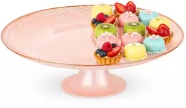 Stiklinis tortų stovas 28 cm - Rožinis