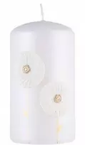 Donau Home koloninė žvakė su kiaulpienėmis, 70x130 mm, balta