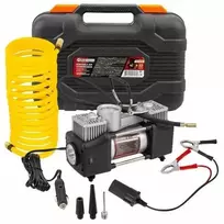 kompresorius automobilinis Forcekraft kompresorius automobilinis podwójny tłok kompresora (65l/min, 3 antgaliai, LED) 12V su lagaminu