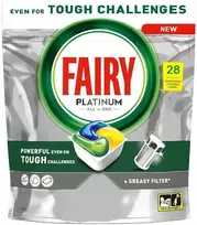 Fairy Platinium „Viskas viename“ citrinų skonio indaplovės kapsulės (28)