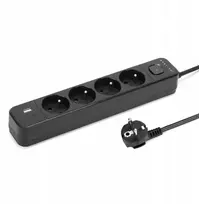 Montis Juodas 4 lizdų elektros ilgintuvas su USB 1,5 m MT186-BK-1,5