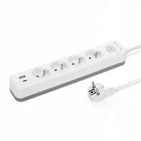 Montis Baltai pilkas 4 lizdų elektros ilgintuvas su USB jungtimi, 3 m, MT186-WG-3