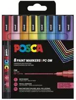 Posca - Fine Tip Pen - Sparkling Colors, 8 pc (401661)