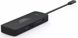 Šakotuvas Vision USB-C prijungimo stotelė - 1 x HDMI prievadas, 4k, 60 Hz - 1 x RJ45 gigabito eternetas, 1000Mbps - 1 x USB 3.0, 5Gbps - 1 x USB-C su PD100w, kuriuo galima įkrauti nešiojamąjį kompiuterį - 1 x USB-C su 4k, 60 Hz - 30 cm laidas - suderinamas su „Win“ (Atnaujinta)