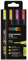 Posca - Medium Tip Pen - Neon colors, 4 pc (401664)