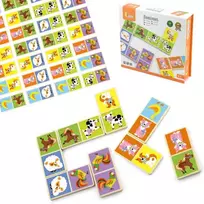 Viga Toys Medinis Domino Žaidimas 28 elementų Su Gyvūnais