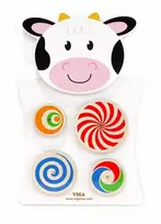 Viga Toys Medinė Žaislas Karvė Su Sukamais Diskais