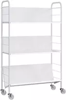 Aosom Knygų lentyna, 69x26x108 cm, Balta, Metalas