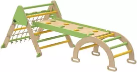 Aosom Laipiojimo rėmas, Montessori 8-in-1 vidaus laipiojimo trikampis, 191.5x74.5x63 cm, žalias, medinis