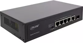 Šakotuvas „Switch InLine® PoE+“ gigabito tinklo komutatorius, 5 prievadų (4x PoE+), 1xSFP, 1Gb/s, darbalaukio, metalinis, be ventiliatoriaus