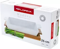Serviravimo indų komplektas su padėklu Florina 26cm medinis/baltas