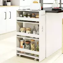Promotions Laikymo vežimėlis, 4 pakopų riedantis vežimėlis su įkrovimo stotele, 47,5x20x80,5 cm, balta